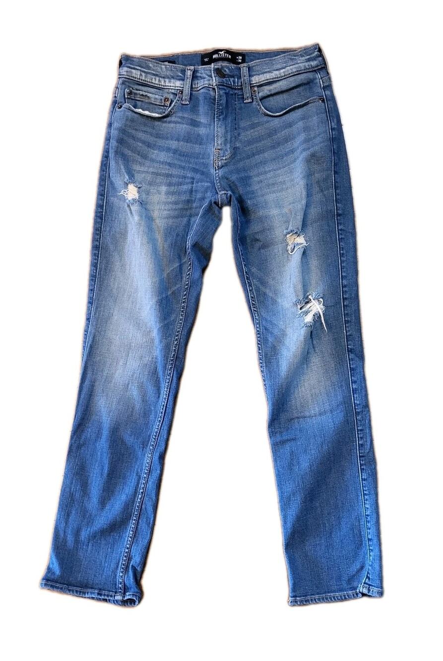 Hollister Jeans Men W28 X 28.5L Actual Slim Straight Advance Stretch Distressed